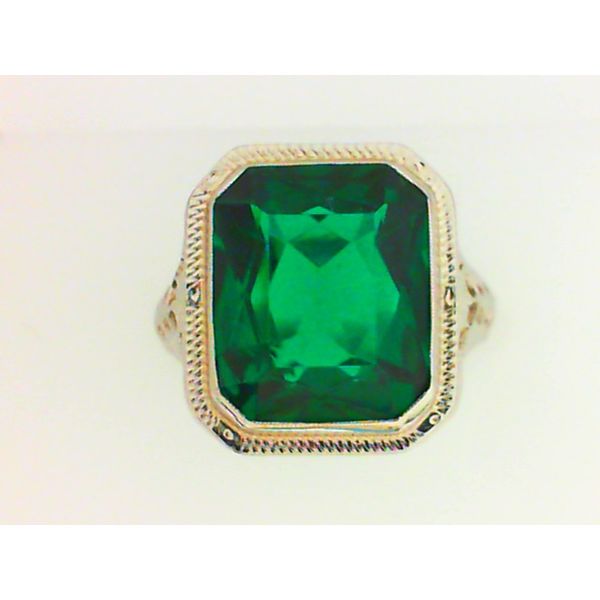 14K White Gold Synthetic Emerald Ring Chipper's Jewelry Bonney Lake, WA