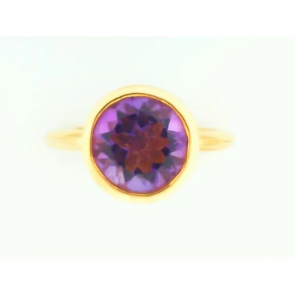 18K Yellow Gold Round Amethyst Fashion Ring Image 2 Chipper's Jewelry Bonney Lake, WA