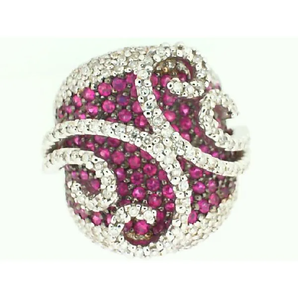 18K White Gold Pave' Rubies & Diamonds Fashion Ring Chipper's Jewelry Bonney Lake, WA