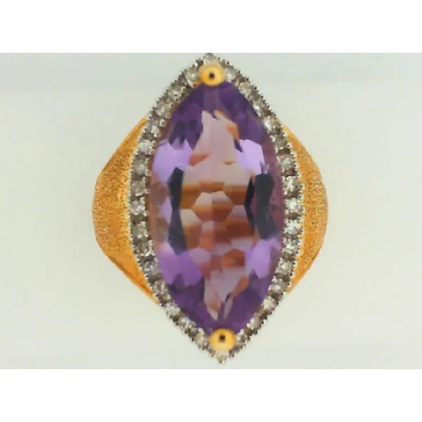 14K Two Tone Marquise Amethyst in Diamond Halo Fashion Ring Chipper's Jewelry Bonney Lake, WA