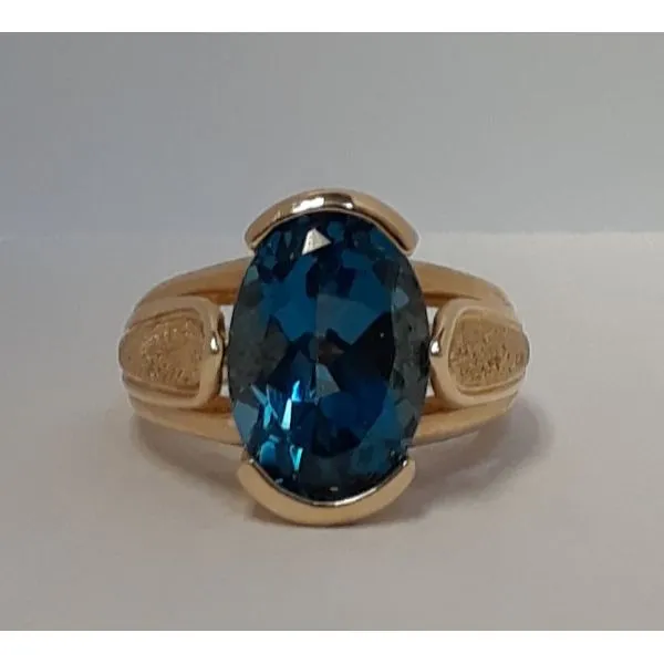 10K Yellow Gold Blue Topaz Oval Cut Fashion Ring Chipper's Jewelry Bonney Lake, WA