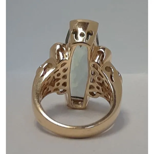 14K Yellow Gold Barrel Cut Cushion Prasiolite, Diamonds & 2 Pink Tourmaline Ring Image 3 Chipper's Jewelry Bonney Lake, WA