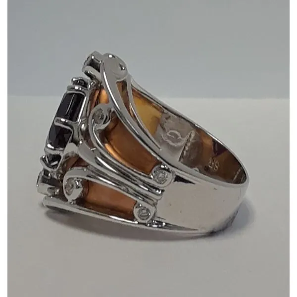 14K Two Toned Gold Garnet Cushion On Point with 10 Diamonds Ring Image 2 Chipper's Jewelry Bonney Lake, WA