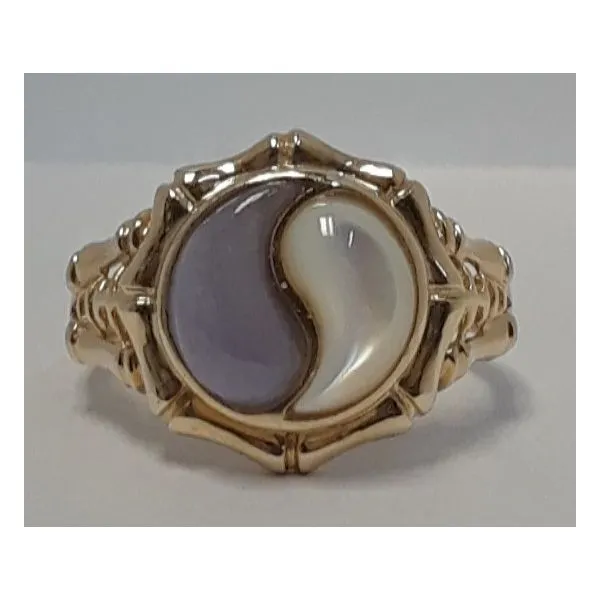 14K Yellow Gold Jade, Mother of Pearl Yin Yang Ring Chipper's Jewelry Bonney Lake, WA