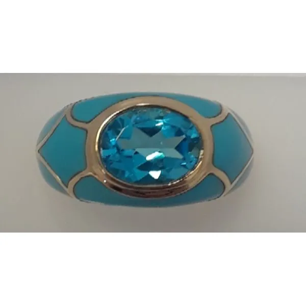 10K Yellow Gold Turquoise and Oval Topaz Fashion Ring Chipper's Jewelry Bonney Lake, WA