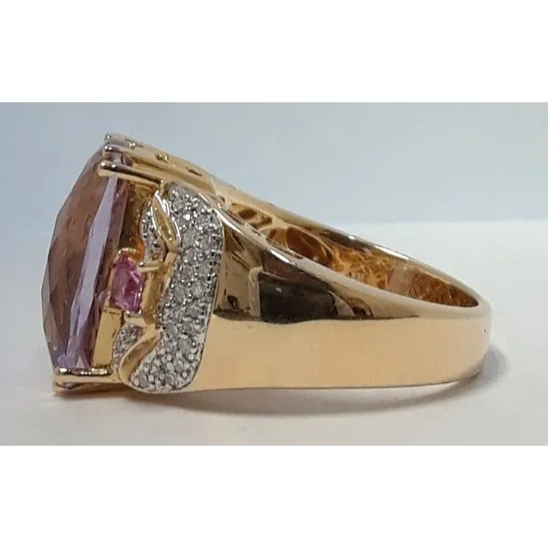 10K Yellow Gold Cushion Amethyst Center with Pink Tourmaline and Diamond Fashion Ring Image 2 Chipper's Jewelry Bonney Lake, WA