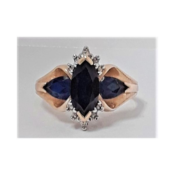 10kt Yellow Gold, Lab Grown Sapphire and Single Cut Diamond Fashion Ring Chipper's Jewelry Bonney Lake, WA