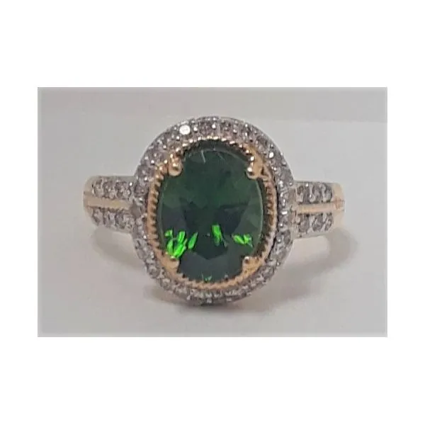 18Kt Yellow Gold Tourmaline and Diamond Melee Fashion Ring Chipper's Jewelry Bonney Lake, WA