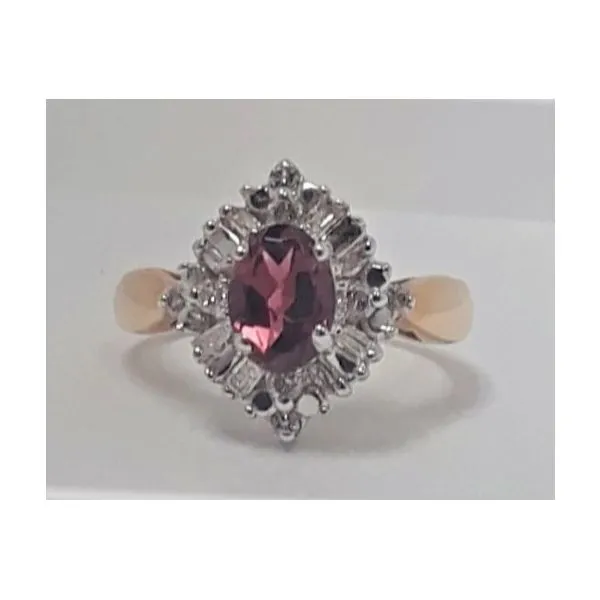 14Kt Yellow Gold Pink Tourmaline and Diamond Melee Fashion Ring Chipper's Jewelry Bonney Lake, WA