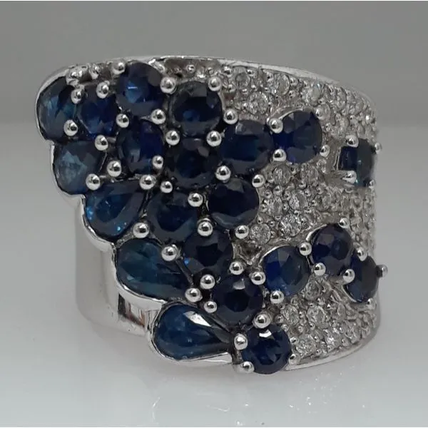 14K White Gold Sapphire & Diamond Fashion Ring Chipper's Jewelry Bonney Lake, WA
