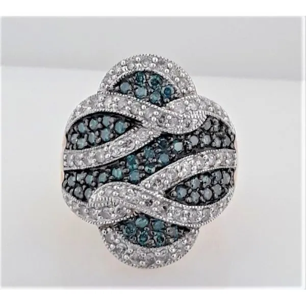 14Kt Yellow Gold Treated Blue and White Diamond Fashion Ring Chipper's Jewelry Bonney Lake, WA