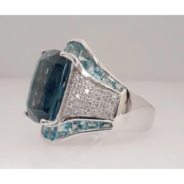 14Kt White Gold Blue Topaz and Diamond Fashion Ring Image 2 Chipper's Jewelry Bonney Lake, WA