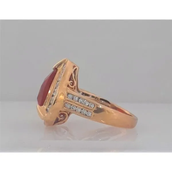 18K Yellow Gold Mexican Fire Opal Ring with Diamonds Image 2 Chipper's Jewelry Bonney Lake, WA