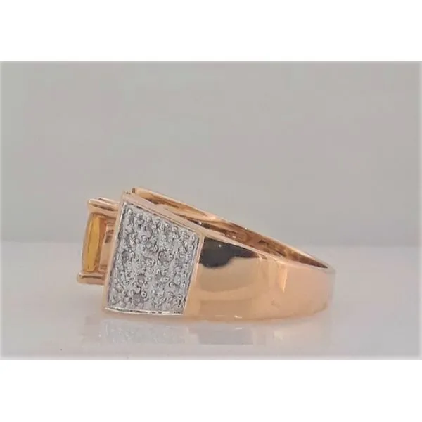 14K Yellow Gold Yellow Sapphire Ring with Single Cut Diamond Sides Image 2 Chipper's Jewelry Bonney Lake, WA