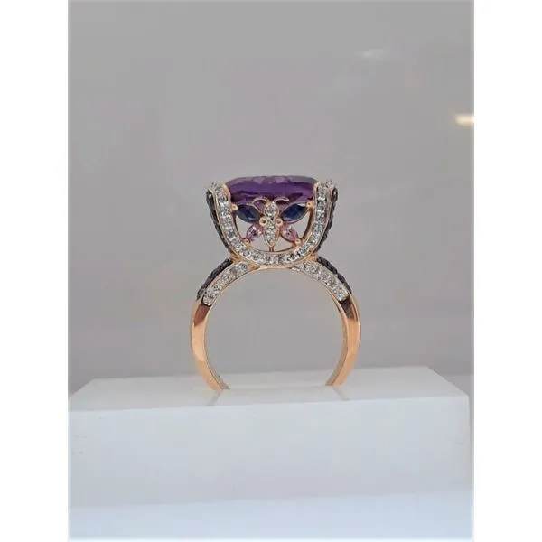 14K Yellow Gold Amethyst Ring with Pink and Blue Sapphires Image 3 Chipper's Jewelry Bonney Lake, WA