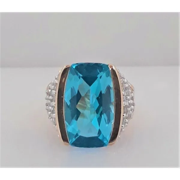 14kt Yellow Gold Blue and White Topaz Fashion Ring Chipper's Jewelry Bonney Lake, WA