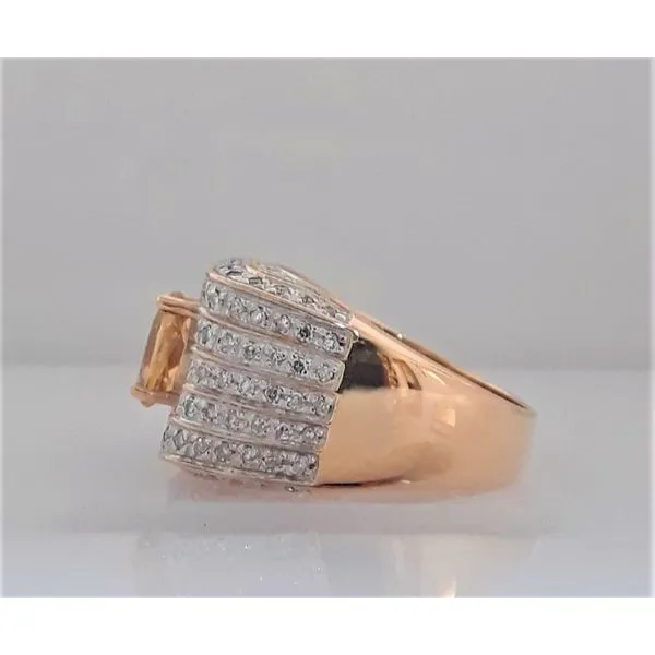 14kt Yellow Gold Golden Topaz and Single Cut Diamond Fashion Ring Image 2 Chipper's Jewelry Bonney Lake, WA