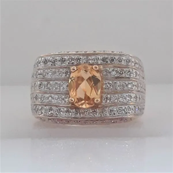 14kt Yellow Gold Golden Topaz and Single Cut Diamond Fashion Ring Chipper's Jewelry Bonney Lake, WA
