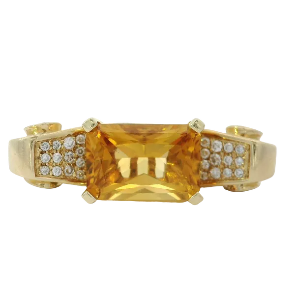 14kt Yellow Gold Citrine and Diamond Fashion Ring with European Shank Chipper's Jewelry Bonney Lake, WA