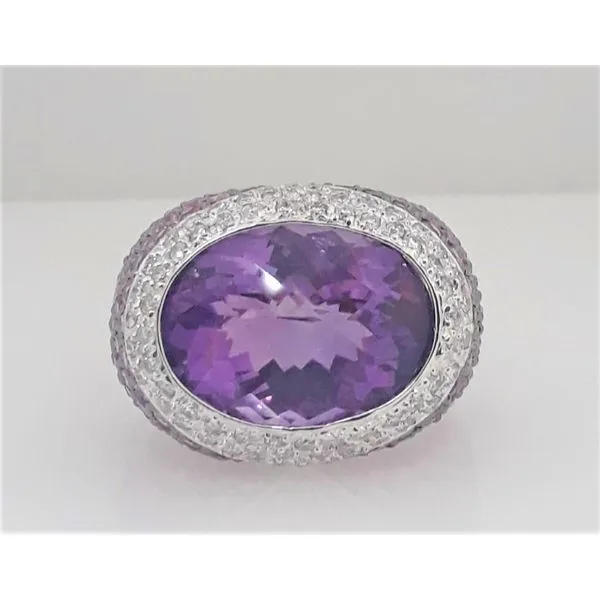 18K White Gold Amethyst and Rose Quartz Fashion Ring Chipper's Jewelry Bonney Lake, WA
