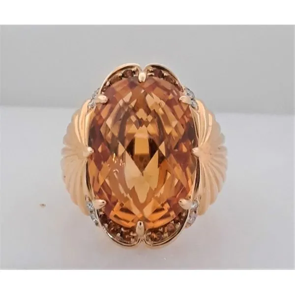 18K Yellow Gold Citrine and Diamond Fashion Ring Chipper's Jewelry Bonney Lake, WA
