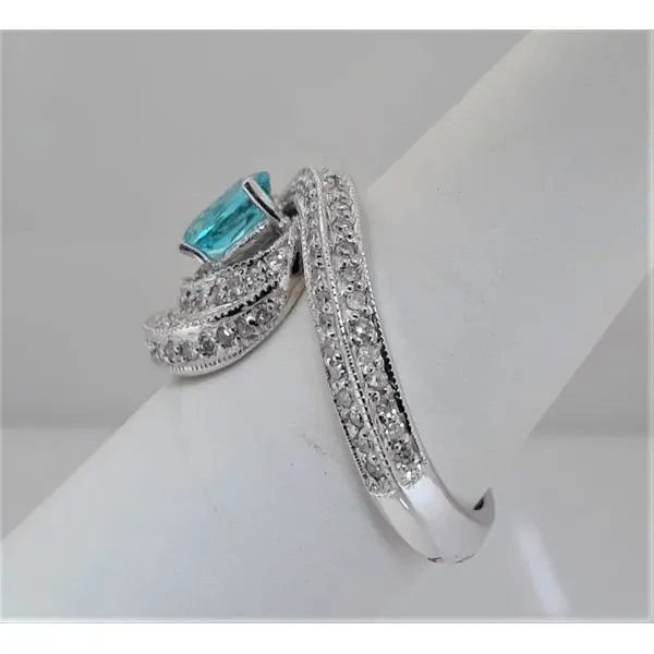 14Kt White Gold Apatite and Single Cut Diamond Ring Image 2 Chipper's Jewelry Bonney Lake, WA