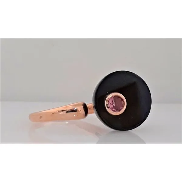 14Kt Rose Gold Onyx and Pink Tourmaline Ring Chipper's Jewelry Bonney Lake, WA