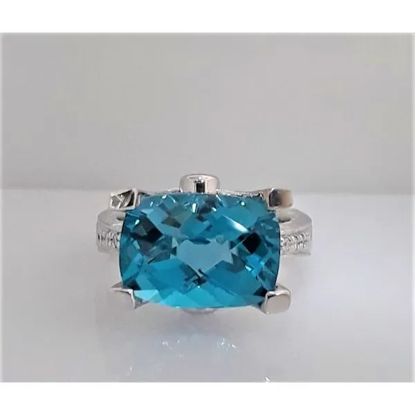 14K White Gold Blue Topaz and Diamonds Ring Chipper's Jewelry Bonney Lake, WA