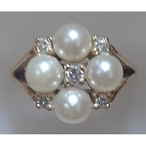14K Yellow Gold Diamond and Akoya Cultured Pearl Ring Image 2 Chipper's Jewelry Bonney Lake, WA