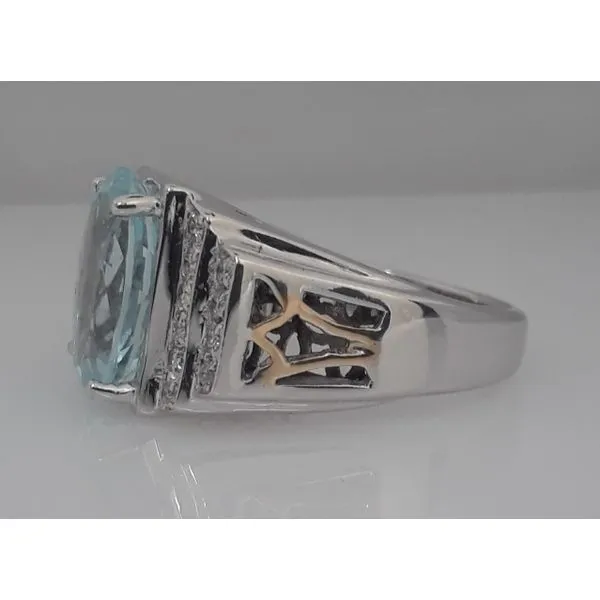 14K Two Tone Oval Aquamarine & Diamond Ring Image 2 Chipper's Jewelry Bonney Lake, WA