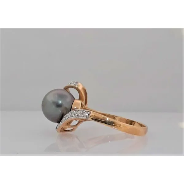 14Kt Yellow Gold Grey Cultured Pearl and Full Cut Diamonds Ring Image 2 Chipper's Jewelry Bonney Lake, WA