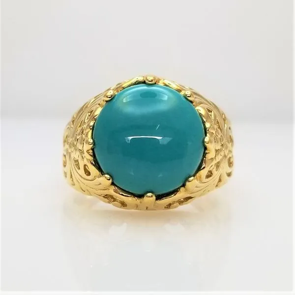 Turquoise Ring in Yellow Tone Sterling Silver Chipper's Jewelry Bonney Lake, WA