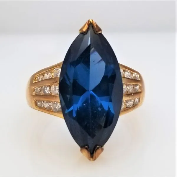 Marquise Cut London Blue Topaz Ring in Rose Tone Sterling Silver Chipper's Jewelry Bonney Lake, WA