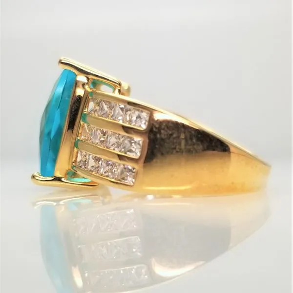 Blue Topaz Yellow Tone Sterling Silver Ring Image 2 Chipper's Jewelry Bonney Lake, WA