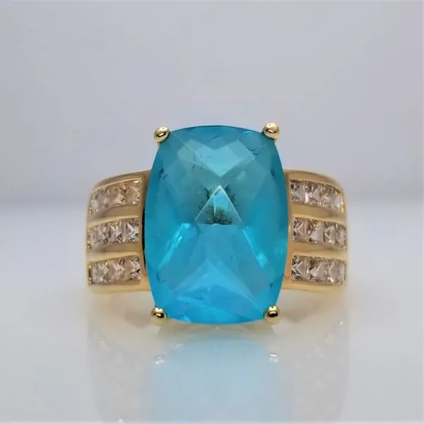Blue Topaz Yellow Tone Sterling Silver Ring Chipper's Jewelry Bonney Lake, WA