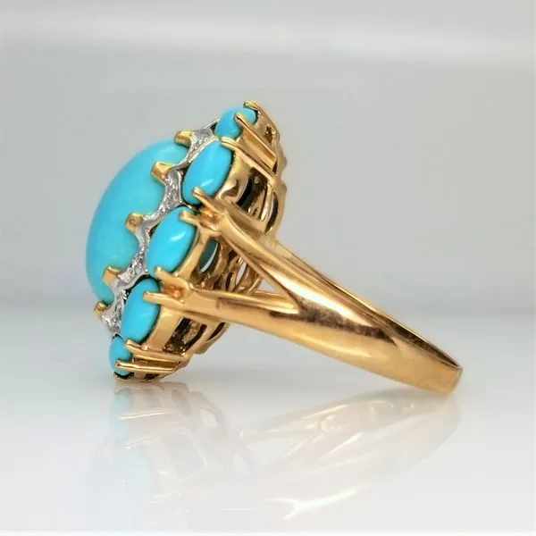 Turquoise and White Stone 14K Yellow Gold Ring Image 2 Chipper's Jewelry Bonney Lake, WA