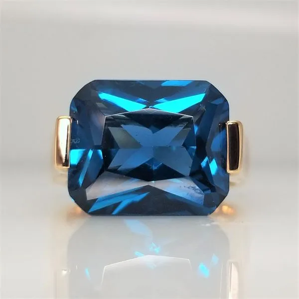 Yellow-Tone Lab-Grown Blue Spinel Sterling Silver Ring Chipper's Jewelry Bonney Lake, WA
