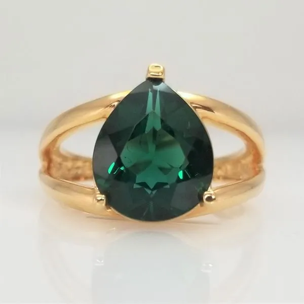 Yellow-Tone Lab-Grown Emerald Sterling Silver Ring Chipper's Jewelry Bonney Lake, WA