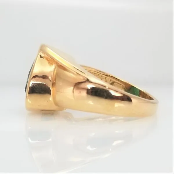 Lab-Grown Trillion Cut Emerald Ring Yellow-Tone Sterling Silver Image 2 Chipper's Jewelry Bonney Lake, WA