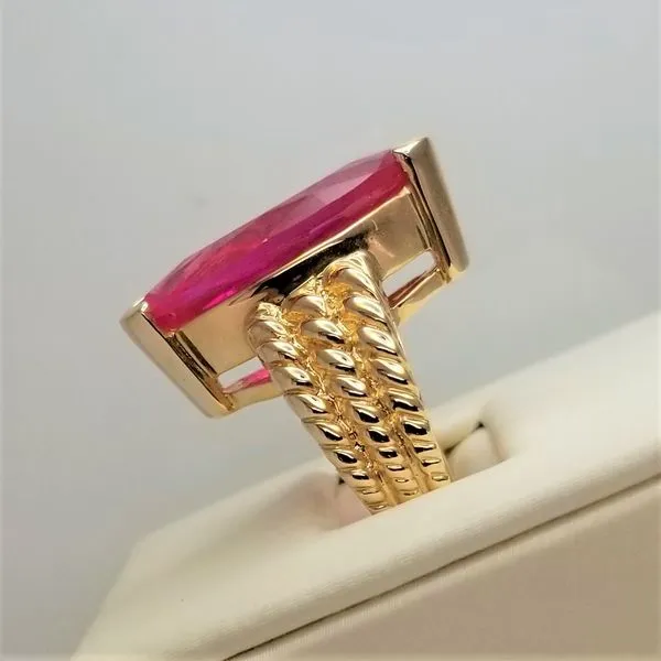 Lab-Grown Ruby Ring Yellow-Tone Sterling Silver Image 2 Chipper's Jewelry Bonney Lake, WA