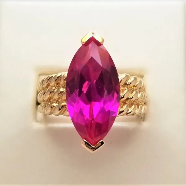 Lab-Grown Ruby Ring Yellow-Tone Sterling Silver Chipper's Jewelry Bonney Lake, WA