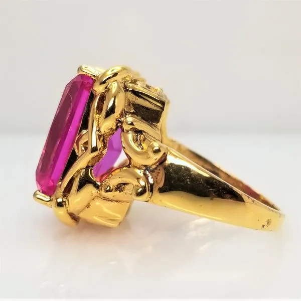 Lab-Grown Ruby Ring Yellow-Tone Sterling Silver Image 2 Chipper's Jewelry Bonney Lake, WA