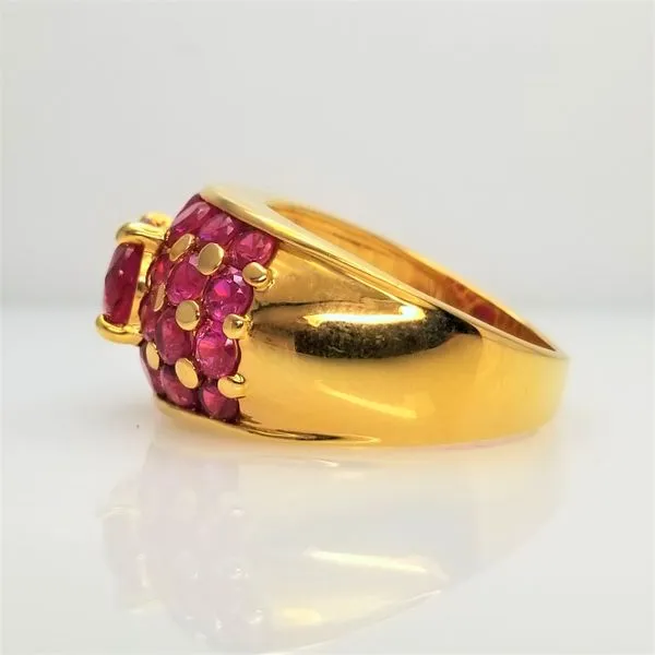 Oval Cut Lab-Grown Ruby Ring Yellow-Tone Sterling Silver Image 2 Chipper's Jewelry Bonney Lake, WA