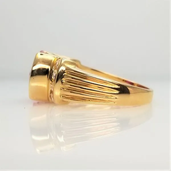 Lab Grown Ruby and CZ Ring Yellow-Tone Sterling Silver Image 2 Chipper's Jewelry Bonney Lake, WA