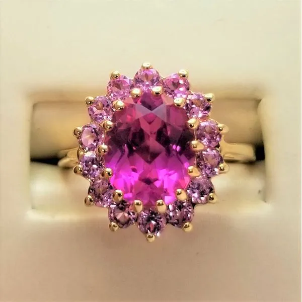 Oval Cut Lab Grown Sapphire Ring in Yellow-Tone Sterling Silver Chipper's Jewelry Bonney Lake, WA
