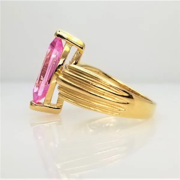 Marquise Cut Lab Grown Sapphire Ring in Yellow-Tone Sterling Silver Image 2 Chipper's Jewelry Bonney Lake, WA