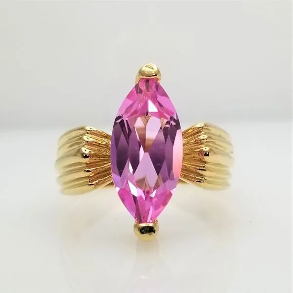 Marquise Cut Lab Grown Sapphire Ring in Yellow-Tone Sterling Silver Chipper's Jewelry Bonney Lake, WA