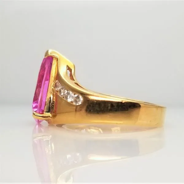 Yellow-Tone Sterling Silver Lab Grown Sapphire Ring Image 2 Chipper's Jewelry Bonney Lake, WA
