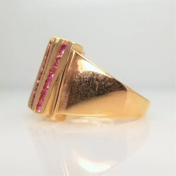 Yellow-Tone Sterling Silver Pink Lab Grown Sapphire Ring Image 2 Chipper's Jewelry Bonney Lake, WA