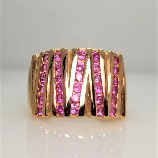 Yellow-Tone Sterling Silver Pink Lab Grown Sapphire Ring Chipper's Jewelry Bonney Lake, WA